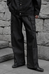 MILITARY CARGO WIDE DENIM PANTS