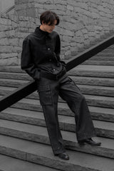 MILITARY CARGO WIDE DENIM PANTS