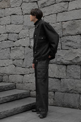 MILITARY CARGO WIDE DENIM PANTS