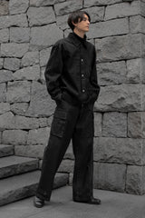 MILITARY CARGO WIDE DENIM PANTS