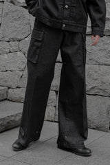 MILITARY CARGO WIDE DENIM PANTS