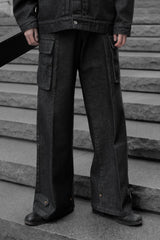 MILITARY CARGO WIDE DENIM PANTS