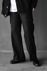 MILITARY CARGO WIDE DENIM PANTS