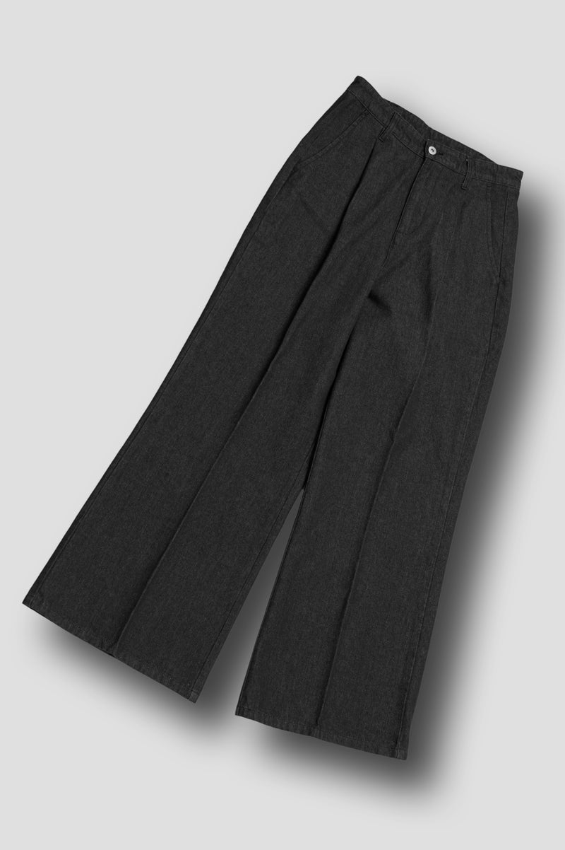 SHOKI COLLABO EXTRA WIDE DENIM SLACKS – NOIR ET BLANC